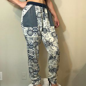 Mango Suit Navy Patterned Stretch Waist